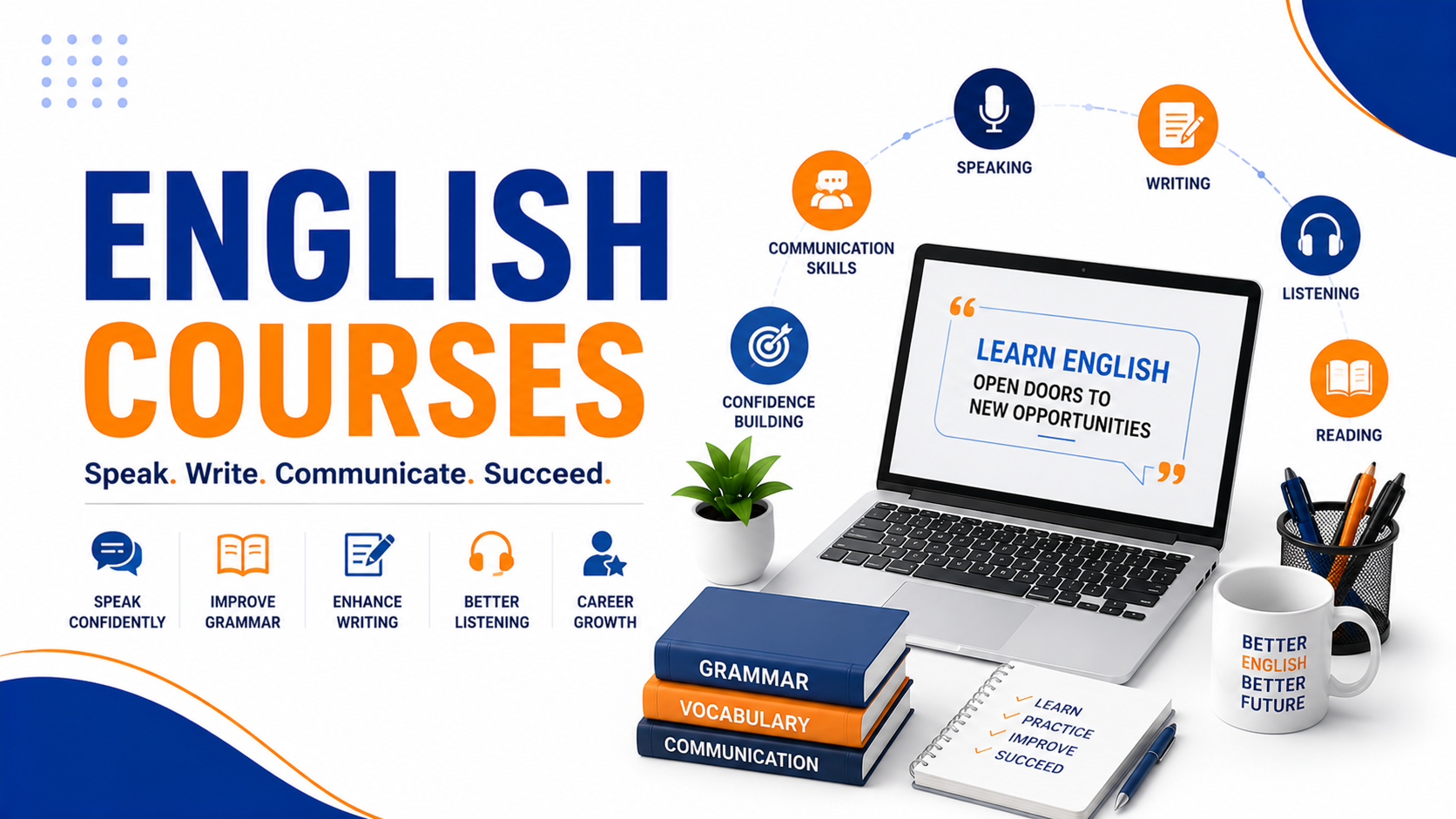 Improve your English speaking, grammar, vocabulary, writing, and communication skills with practical training designed to boost confidence, career opportunities, and everyday fluency.